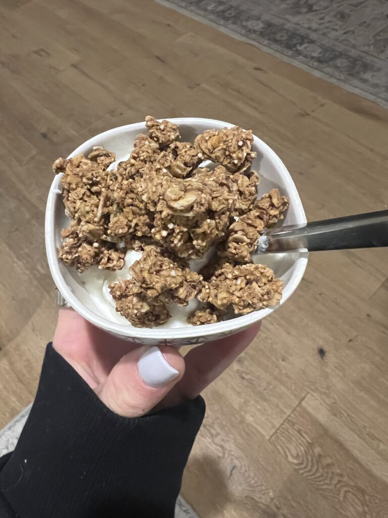 pre workout snack: greek yogurt + granola 