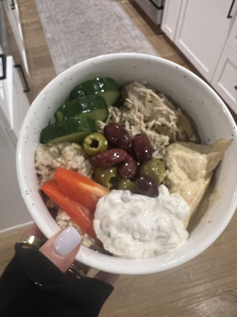I made Greek chicken bowls for dinner